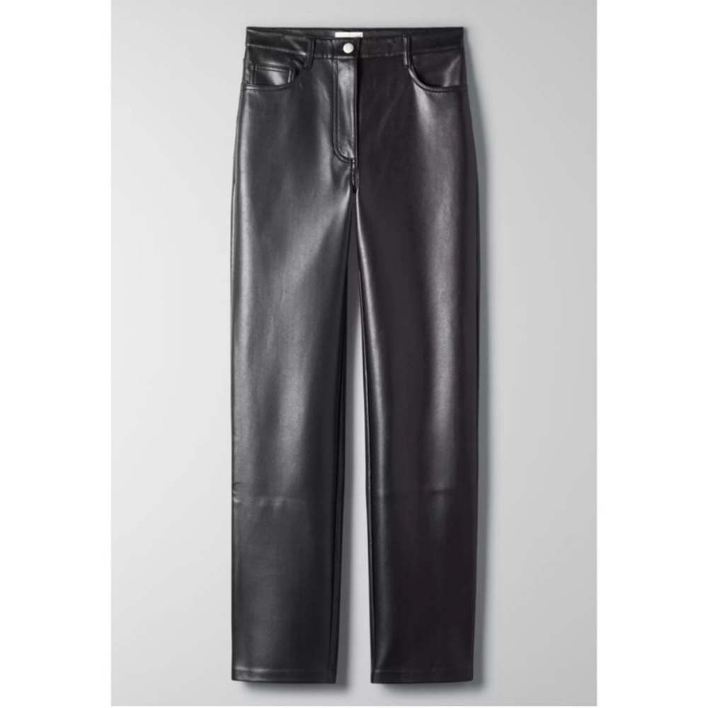 NEW Aritzia Wilfred Melina Pant Vegan Leather High Rise Straight Leg - Picture 4 of 9
